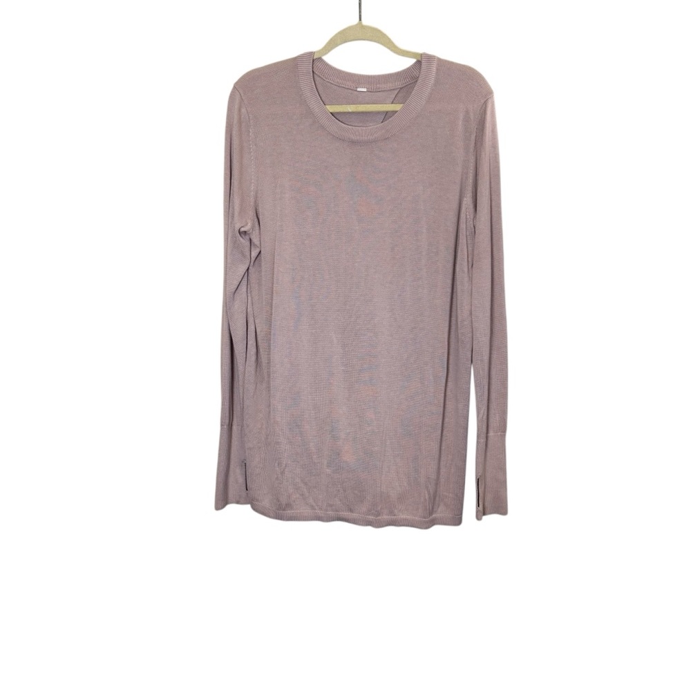 Lululemon Sunset Savasana Merino Wool Womens Blush Pink Open Back Sweater Sz 16